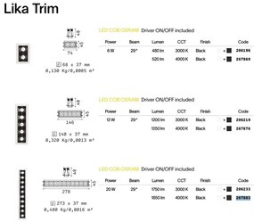 Corp incastrabil cu 10 spoturi LED LIKA FI TRIM 20W 4000K