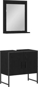 vidaXL Set de mobilier pentru baie Pe perete 2 pcs Negru Lemn compozit