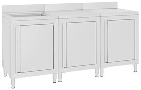 Dulap comercial pentru chiuveta 180x60x96 cm, otel inoxidabil 1, 180 x 60 x 96 cm (chiuveta + masa de lucru + scurgator)