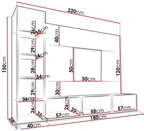 Mobilier living Coprea II (Alb + Marmură Alb) . 1104550