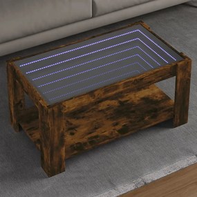 847557 vidaXL Măsuță de cafea cu LED stejar fumuriu 93x53x45cm lemn prelucrat