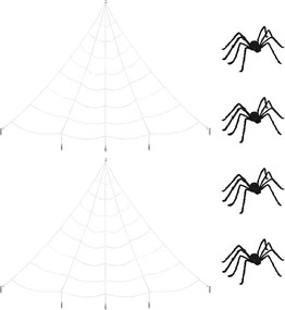 vidaXL Decorațiune de Halloween cu păianjeni și pânze 4 pcs Poliester