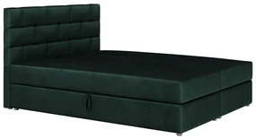 Pat matrimonial Boxspring 160x200 cm Waller (verde închis) (cu somieră și saltea). 1007723