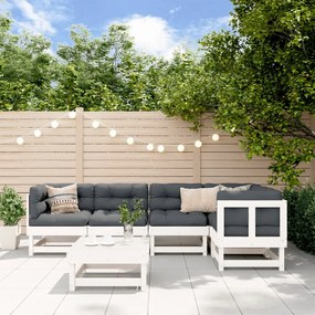3185984 vidaXL Set mobilier relaxare grădină&perne 6 piese alb lemn masiv pin