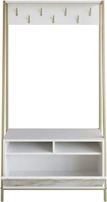 Mobilier hol DEVIN, alb, PAL melaminat/metal, 94x35x180 cm