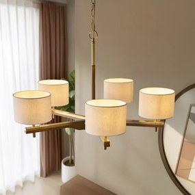 Endon 116994 - Candelabru HEATHCLIFF cu lanț, 5xE14/7W/230V, alamă/frasin