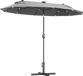 Outsunny Umbrelă de Terasă cu Două Fețe, Bază în Cruce, Sistem de Înclinare și Manivelă | Aosom Romania