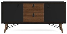 Comodă neagră cu aspect de lemn de nuc 150x72x40 cm Ry – Tvilum