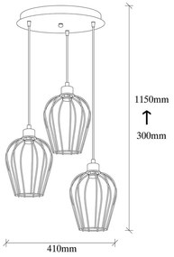 Lustră de 3 becuri Opviq lights Tel, negru