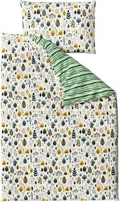 Set Lenjerie de pat din crepon TREEVELLA POLY verde + Cearsaf Jersey 180 x 200 cm alb, pat dublu