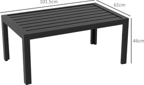 Outsunny Masă de Centru de Grădină Dreptunghiulară cu Cadru din Oțel Galvanizat pentru Curte Terasă 101,5x61x46 cm Negru | Aosom Romania