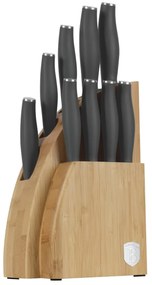 RESIGILAT - Set cutite 10 piese Antracite Berlinger Haus BH 2758, stativ lemn, gri