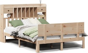 vidaXL Pat cu bibliotecă fără saltea, 140x200 cm, lemn masiv de pin