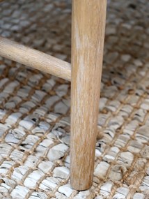 Scaunel din lemn de cauciuc si rattan, cu aspect vintage, French