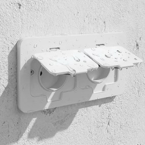 BRILAGI - Priză dublă încastrabilă pentru bucătărie INBOX IP55 albă dreptunghiulară