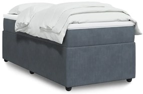 vidaXL Pat box spring cu saltea, gri închis, 100x200 cm, catifea