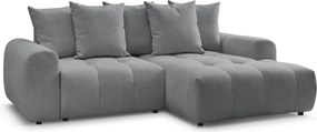 Colțar gri extensibil/cu spațiu de depozitare cu tapițerie din chenille (cu colț pe partea dreaptă/cu șezlong) Roxelane – Bobochic Paris
