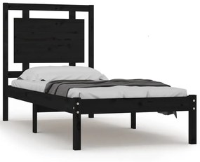 3105529 vidaXL Cadru de pat, negru, 100x200 cm, lemn masiv