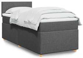 vidaXL Pat box spring cu saltea, gri închis, 80x200 cm, textil