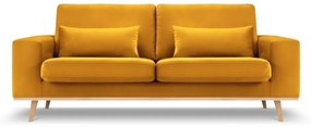 Canapea Tugela cu 2 locuri si tapiterie din catifea, galben