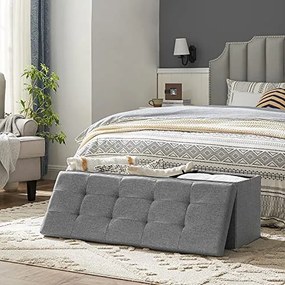 Bancheta cu spatiu depozitare, textil / MDF, gri, Songmics, LSF77G