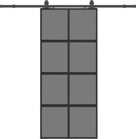 vidaXL Ușă glisantă cu set feronerie neagră 90x205cm sticlă securizată
