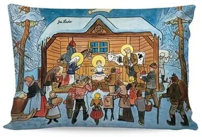 Matějovský Față de pernă Deluxe Josef Lada Betleem iarna, 33 x 50 cm