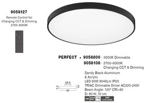 Plafoniera LED moderna design slim PERFECT 80cm negru CCT Dimmable