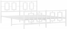 Cadru de pat metalic cu tablie, alb, 160x200 cm