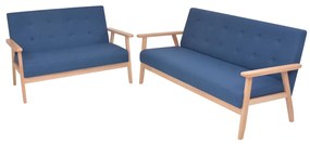 274914 vidaXL Set cu canapele, 2 piese, material textil, albastru