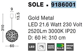 Lustra LED deosebita design modern SOLE, 60cm