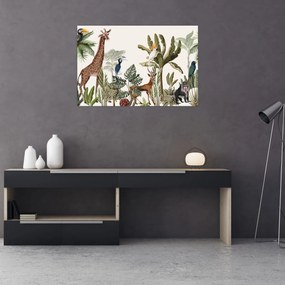 Tablou - Jungla plină de animale (90x60 cm)