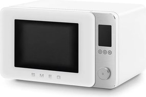 Cuptor cu microunde combinat cu aer cald SMEG Collezione MOC02WHMEU, 900 W, 27 l, 25 de programe, închidere lină, setări personalizate, alb mat