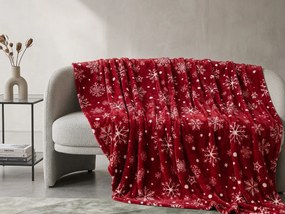 Patura Cocolino rosie de Craciun SNOWFALL Dimensiune: 150 x 200 cm