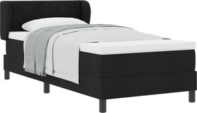 vidaXL Pat cu arcuri cu saltea Negru 100 x 200 cm țesătură