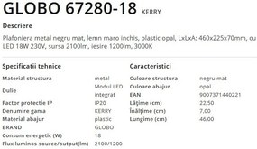 Plafoniera LED design modern Kerry negru, maro 18W