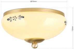 Plafoniera clasica Landhaus 21cm alama satin/ sticla champagne decor albastru