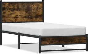 vidaXL Cadru pat metalic fără saltea, stejar fumuriu, 75x190 cm