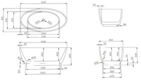 Cada baie freestanding, ovala, Honoris Bella Casa, acril, 160 x 81 cm