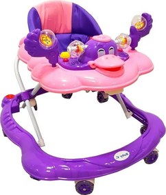 Premergator reglabil in 3 trepte NOVOKIDS™ Baby C, cu melodii, roti silentioase din silicon, Ratusca, Pliabil, Mov
