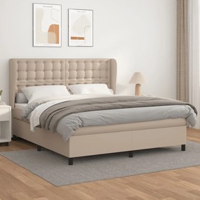 3129050 vidaXL Pat box spring cu saltea, cappuccino, 180x200cm piele ecologică