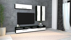 Living haaus Haga V10, Alb Lucios/Negru, MDF, L 240 cm