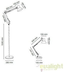 Lampa de masa, birou cu brat articulat KELLY TL1 BIANCO 108117