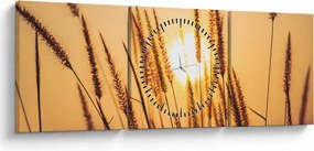 Tablou - Iarbă la soare (cu ceas) (90x30 cm)