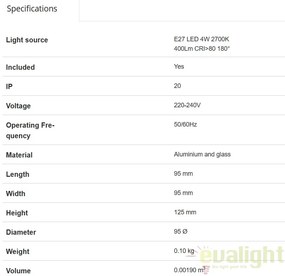 Bec LED decorativ G95 MIRROR E27 4W 2700K 17271