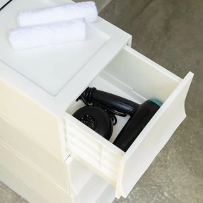 Cutie de depozitare modulară Wave twin Snow cu roți 54,6 x 43,4 x 22 cm, Larg - 2 sertare - rotițe