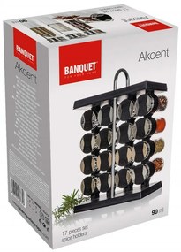 Set pentru condimente pe suport Banquet AKCENTBlack, 17 buc.