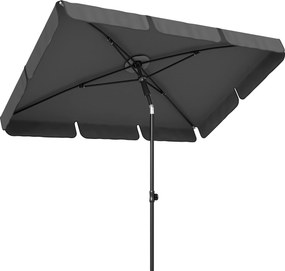 Outsunny Umbrelă de soare dreptunghiulară umbrelă pentru balcon cu înclinare în 3 trepte, mecanism cu manivelă, umbrelă de plajă cu 8 spițe 183x122x222 cm Gri închis | Aosom Romania