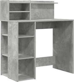 vidaXL Birou cu raft Gri din beton 90 x 48 x 101,5 cm Lemn compozit