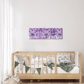 Tablou - Frunze violet în tencuială (cu ceas) (90x30 cm)